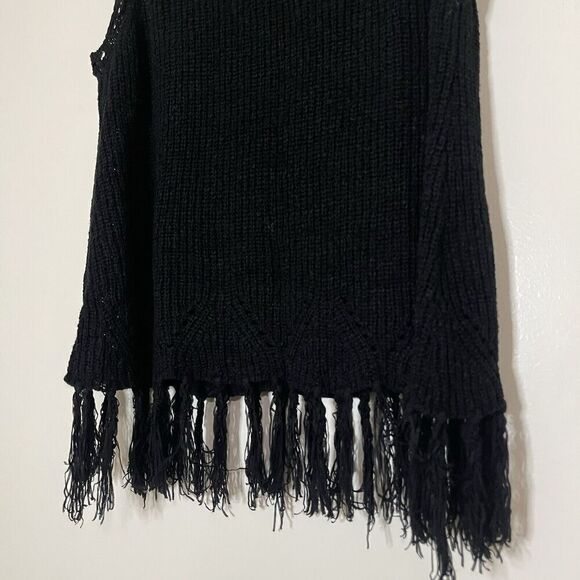 Anthropologie PEPIN black crochet fringe hem knit sweater tank size small - Picture 4 of 6